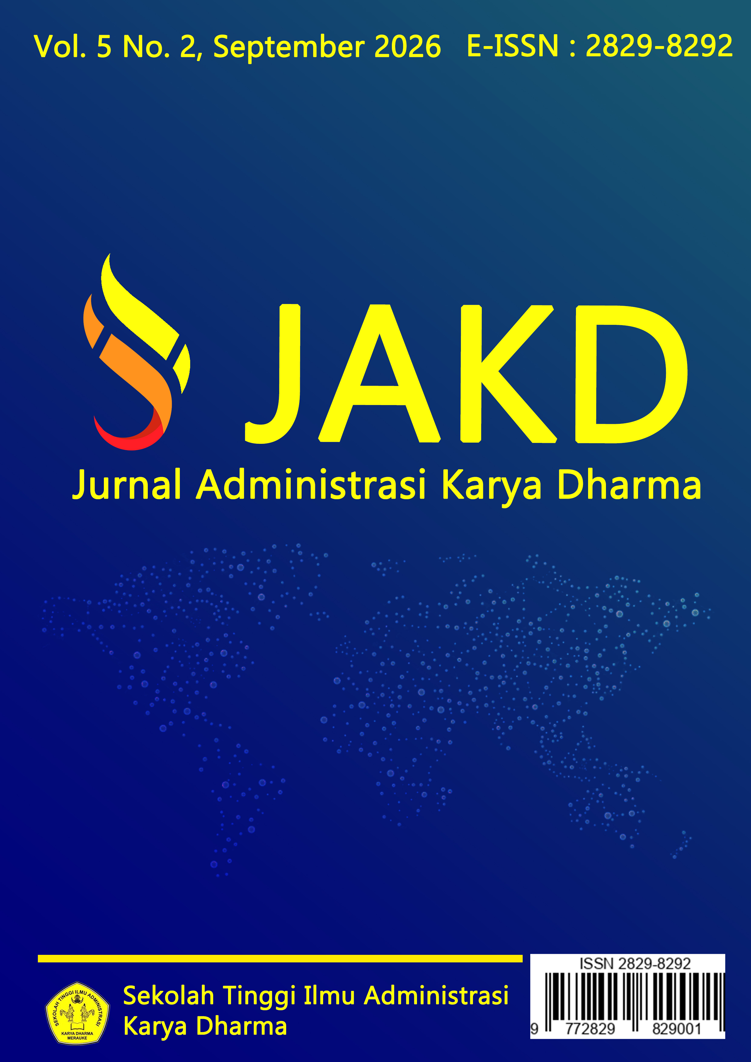 					View Vol. 5 No. 2 (2026): Jurnal Administrasi Karya Dharma (September 2026) 
				